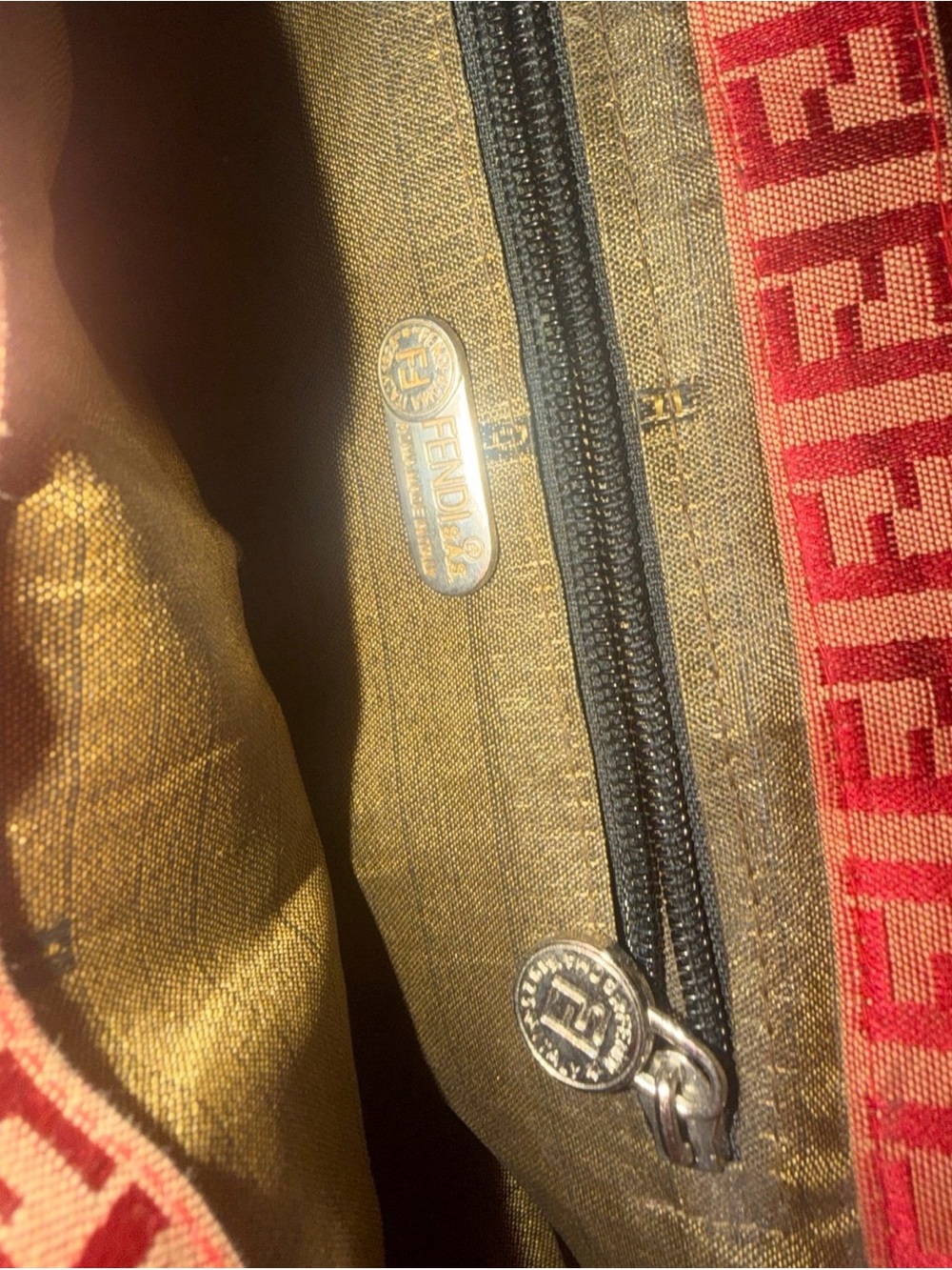 Fendi Red FF Logo Shoulder Bag with Silver Hardware - Picture 6 of 6